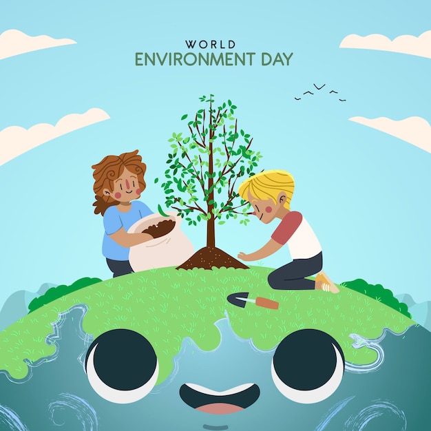 Free vector cartoon world environment day illustration
