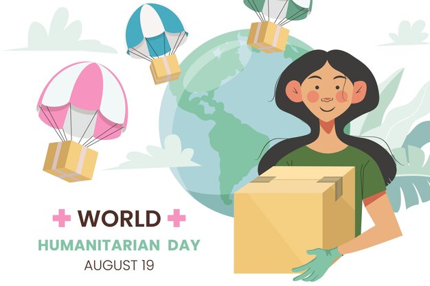 Cartoon world humanitarian day illustration