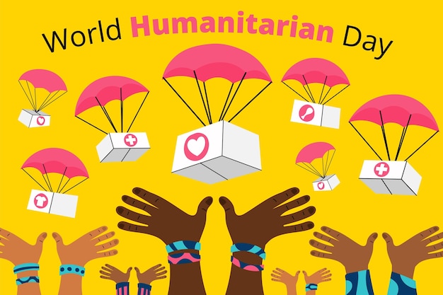 Cartoon world humanitarian day illustration