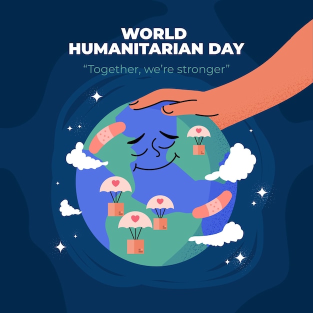 Cartoon world humanitarian day illustration