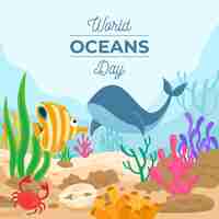 Free vector cartoon world oceans day illustration