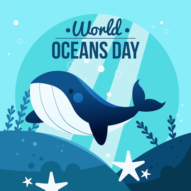 Иллюстрация шаржа всемирного дня океанов