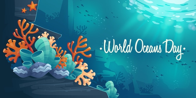 Free vector cartoon world oceans day illustration