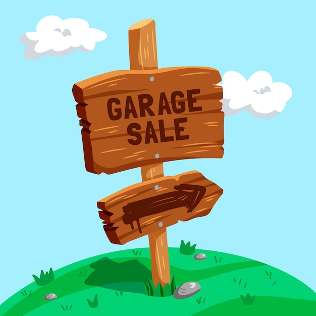 Free vector cartoon yard sale sign