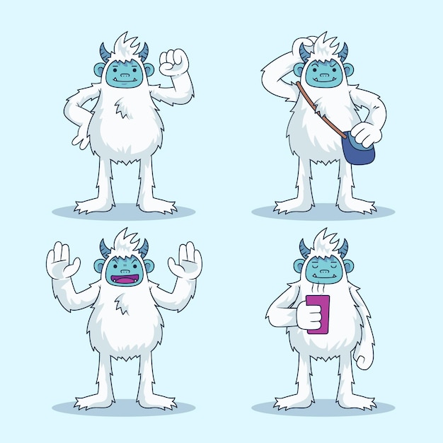 Cartoon yeti abominable snowman character collection