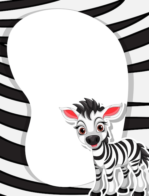 Cartoon zebra character with pattern border