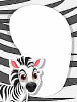 Free vector cartoon zebra character with pattern border