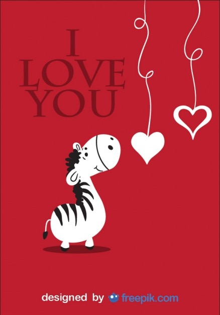 Free vector cartoon zebra with love message