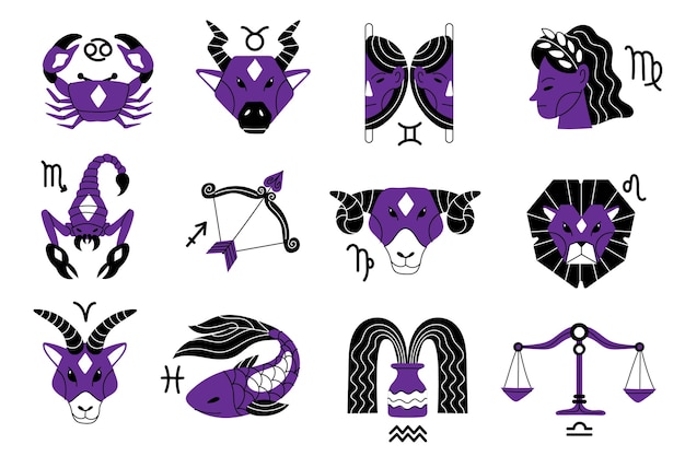 Cartoon zodiac sign collection