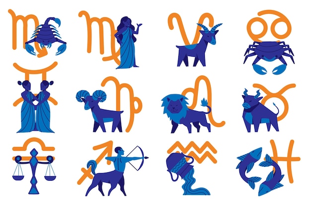 Free vector cartoon zodiac sign collection