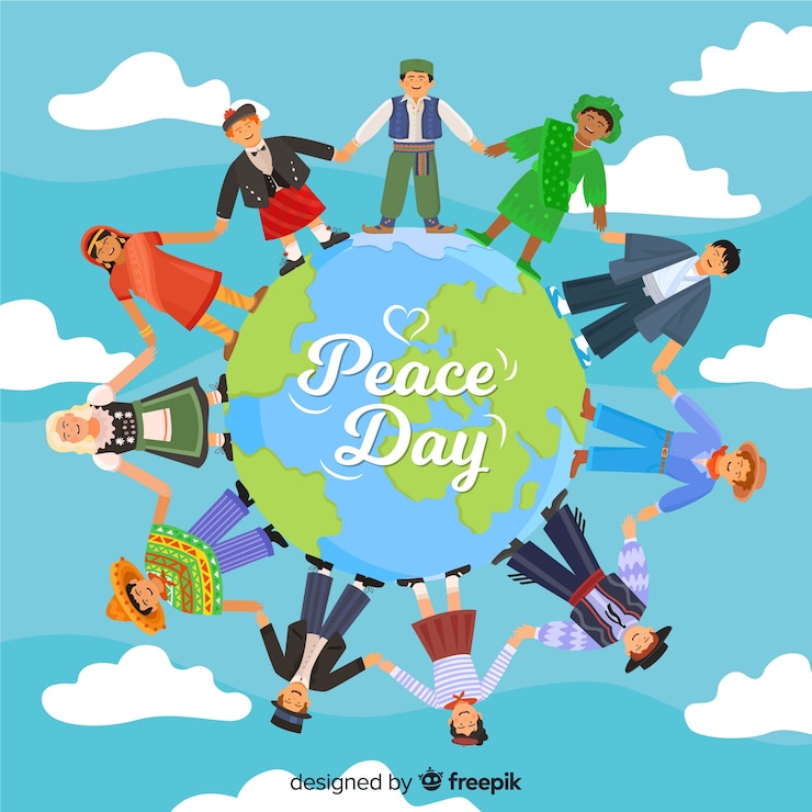 Free Vector cartoons from all over the world celebrating peace day