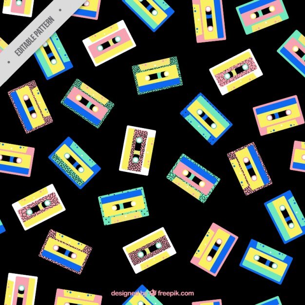 Free Vector casettes seamless pattern