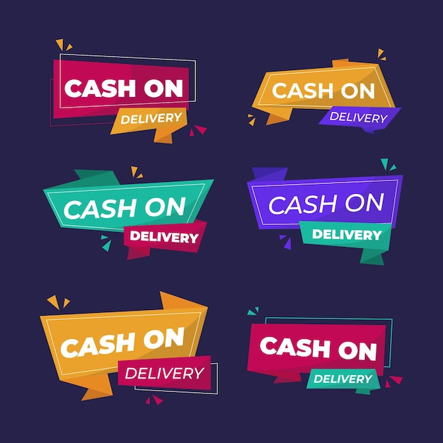 Free vector cash on delivery badge collection