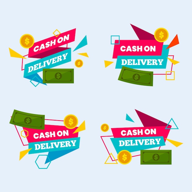 Free vector cash on delivery badge collection