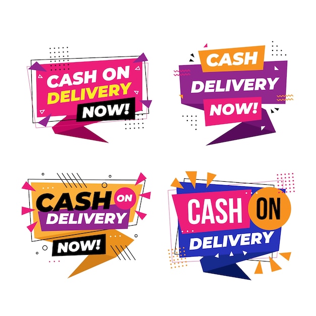 Free vector cash on delivery badge collection