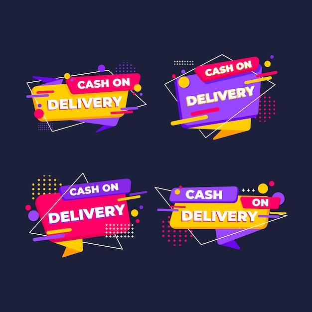 Cash on delivery badges set