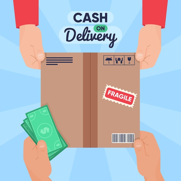 Cash on delivery box and money
