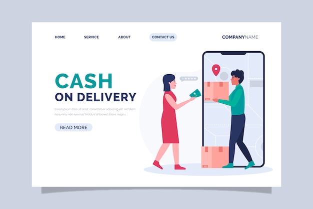 Free vector cash on delivery concept - landing page