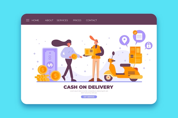 無料ベクター 代金引換のランディングページ