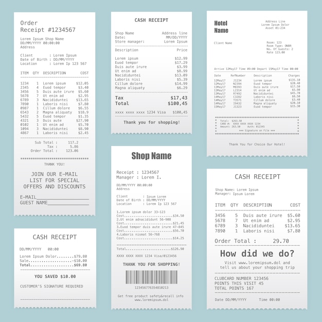 Cash Receipt Samples Realistic Collection