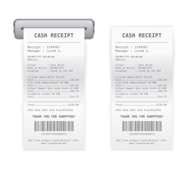 Free vector cash register receipt