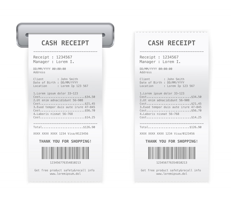 Free Vector cash register receipt