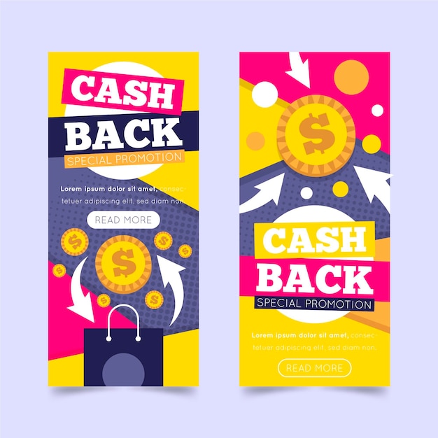 Vettore gratuito pacchetto modello banner cashback