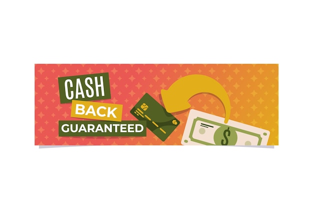 Free vector cashback banner template with illustrations