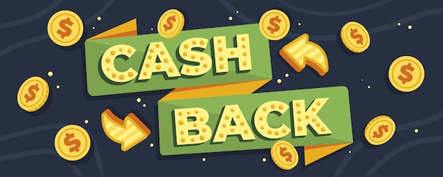 Cashback banner  with coins illustrated