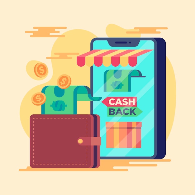 Vettore gratuito illustrazione di concetto di cashback