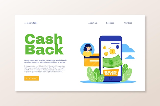 Free vector cashback concept - landing page