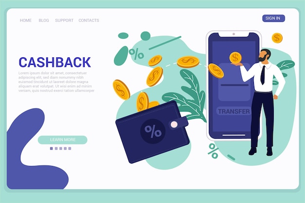 Free vector cashback concept - landing page