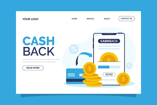 Free vector cashback concept landing page