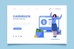 Free vector cashback concept - landing page