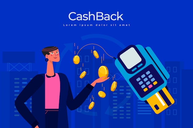 Концепция Cashback с монетами и иллюстрации