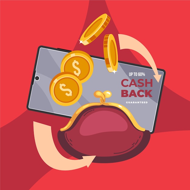 Cashback concept with credit card and purse