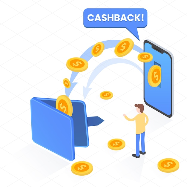 Concetto di cashback con denaro