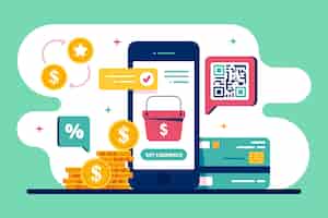 Free vector cashback concept with smartphone and coins
