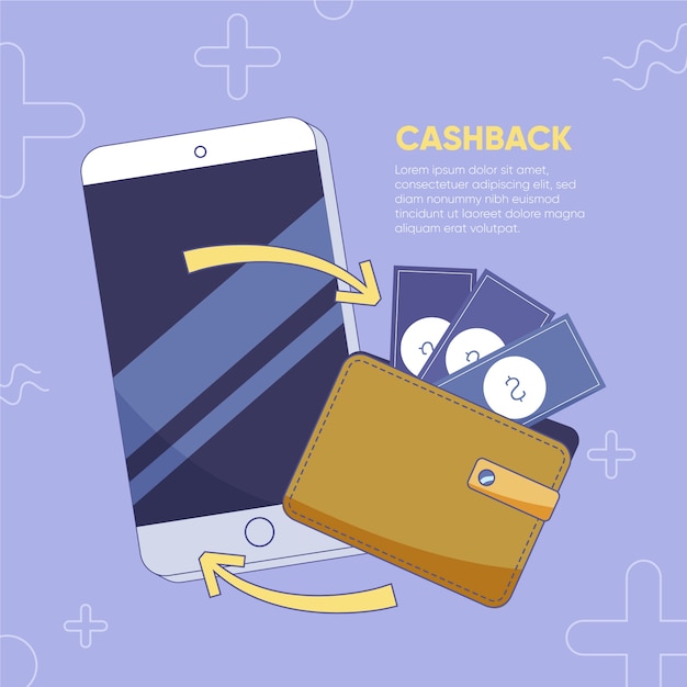 Vettore gratuito concetto di cashback con smartphone