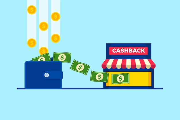 Cashback concept with wallet and money