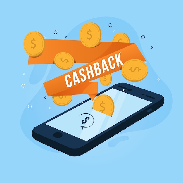 Бесплатное векторное изображение Дизайн cashback с деньгами