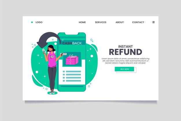 Cashback instant refund landing page template