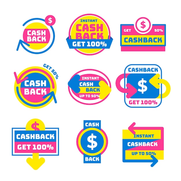 Free vector cashback label collection theme