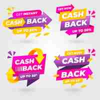 Vettore gratuito etichetta cashback con frecce