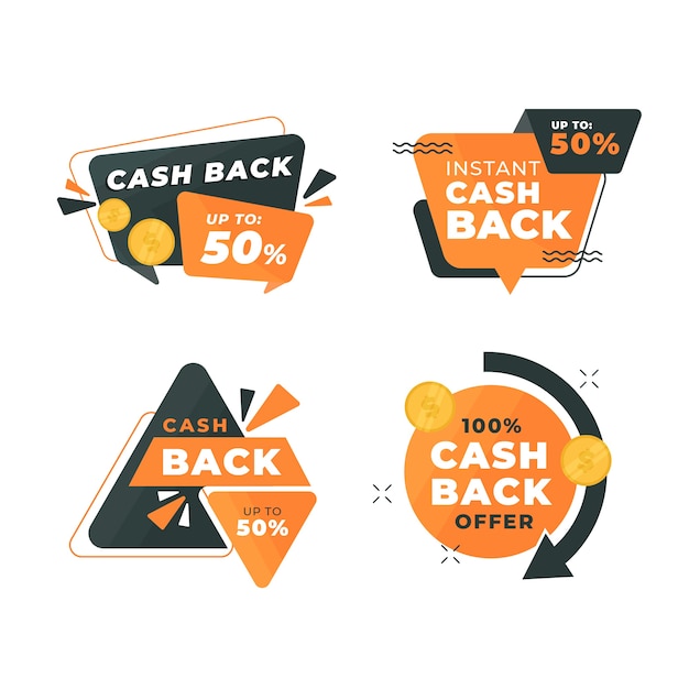 Vettore gratuito concetto di raccolta etichette cashback