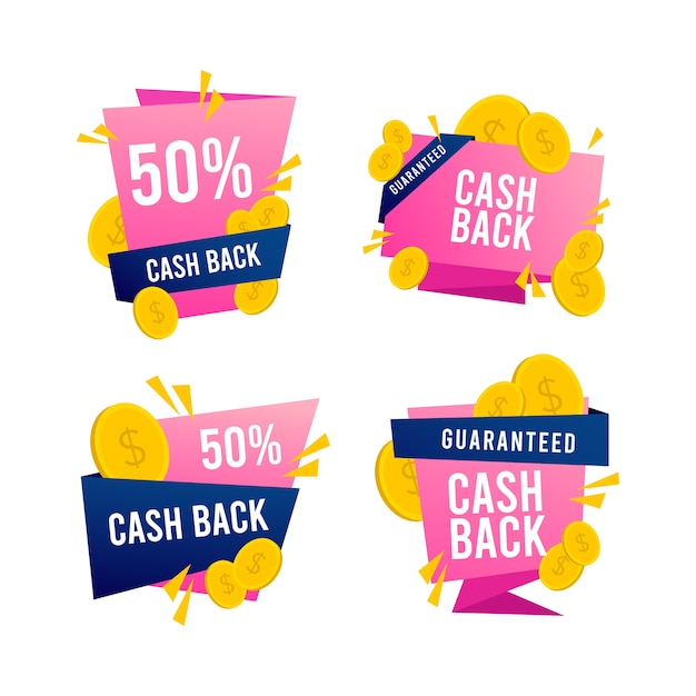 Vettore gratuito collezione di etichette cashback