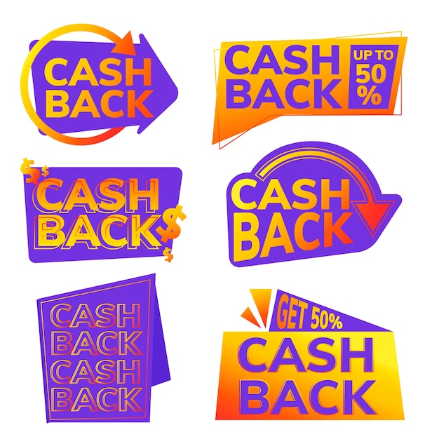 Vettore gratuito collezione di etichette cashback