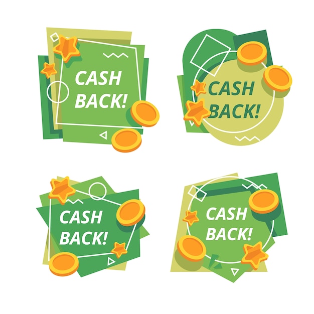 Vettore gratuito collezione di etichette cashback