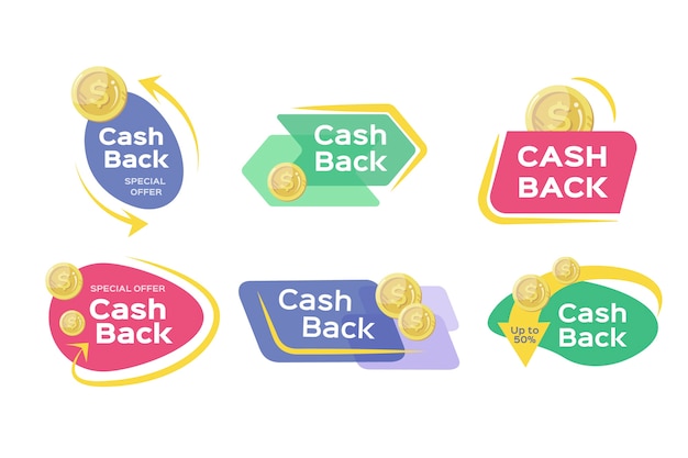 Vettore gratuito collezione di etichette cashback