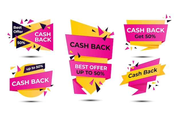 Vettore gratuito concetto di etichette di cashback